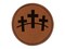 Three Crosses Round Iron-On Engraved Faux Leather Patch Applique - 2.5"